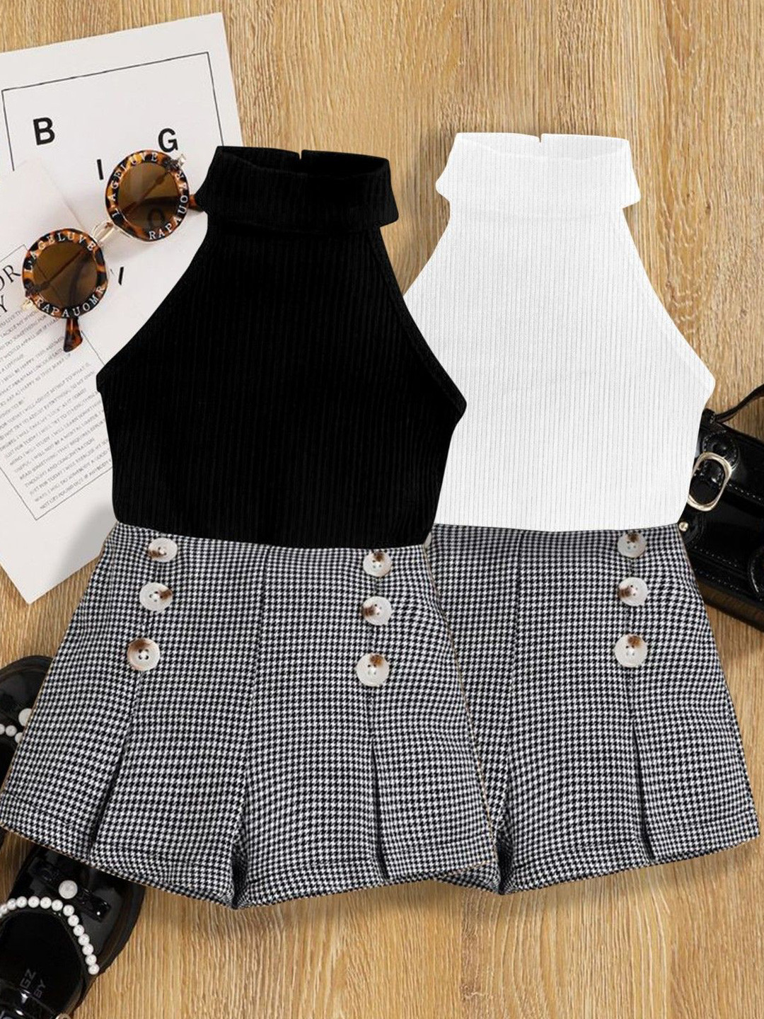 DEL LUNA Girls Pack Of 2 Cotton Floral Printed Dress