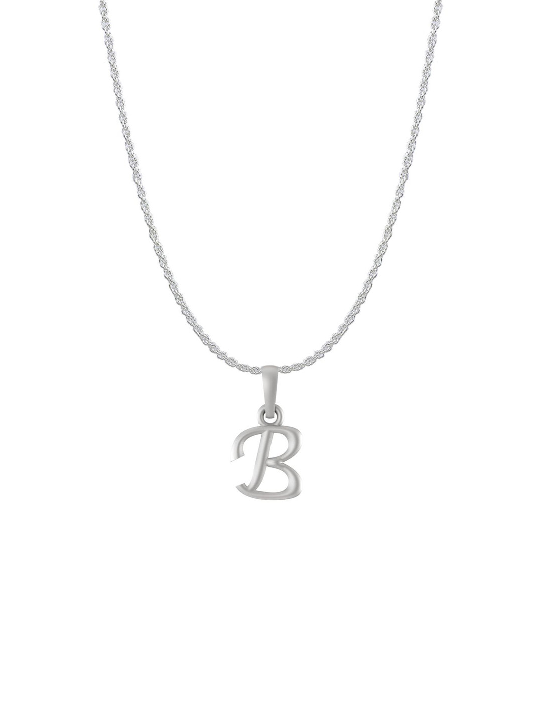 Metronaut 92.5 Sterling Silver B Alphabet Pendant With Rope Chain
