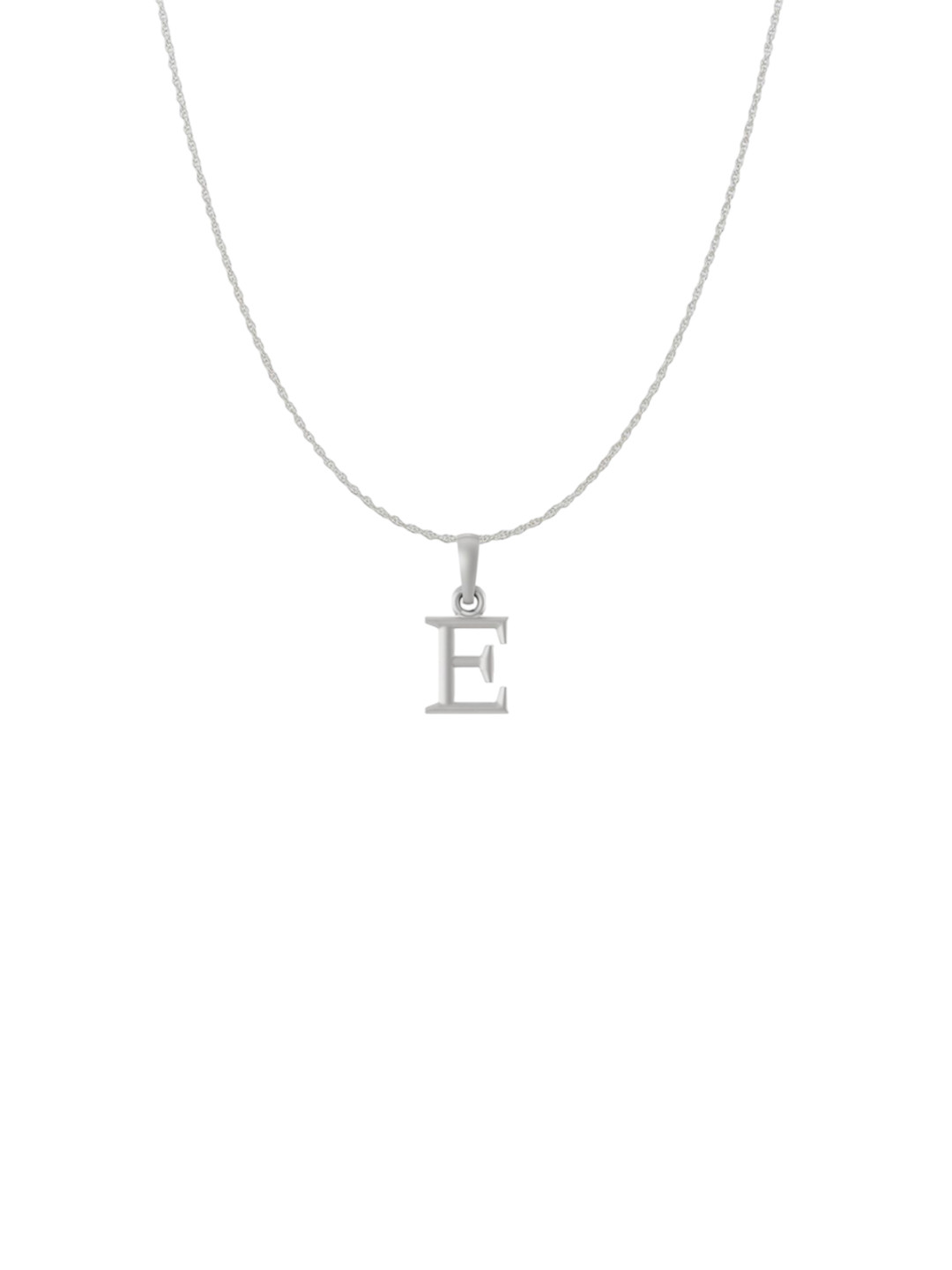 Metronaut 92.5 Sterling Silver E Alphabet Pendant with Rope Chain