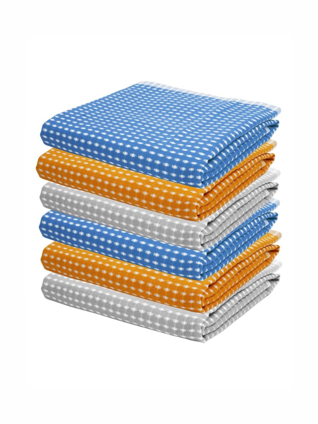 The Bath Community Orange & Blue Printed 250GSM Set of 5 Anti-Bacterial Cotton Bath Towel
