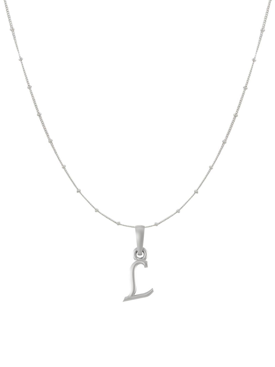 Metronaut 92.5 Sterling Silver L Alphabet Pendant with Snake Chain