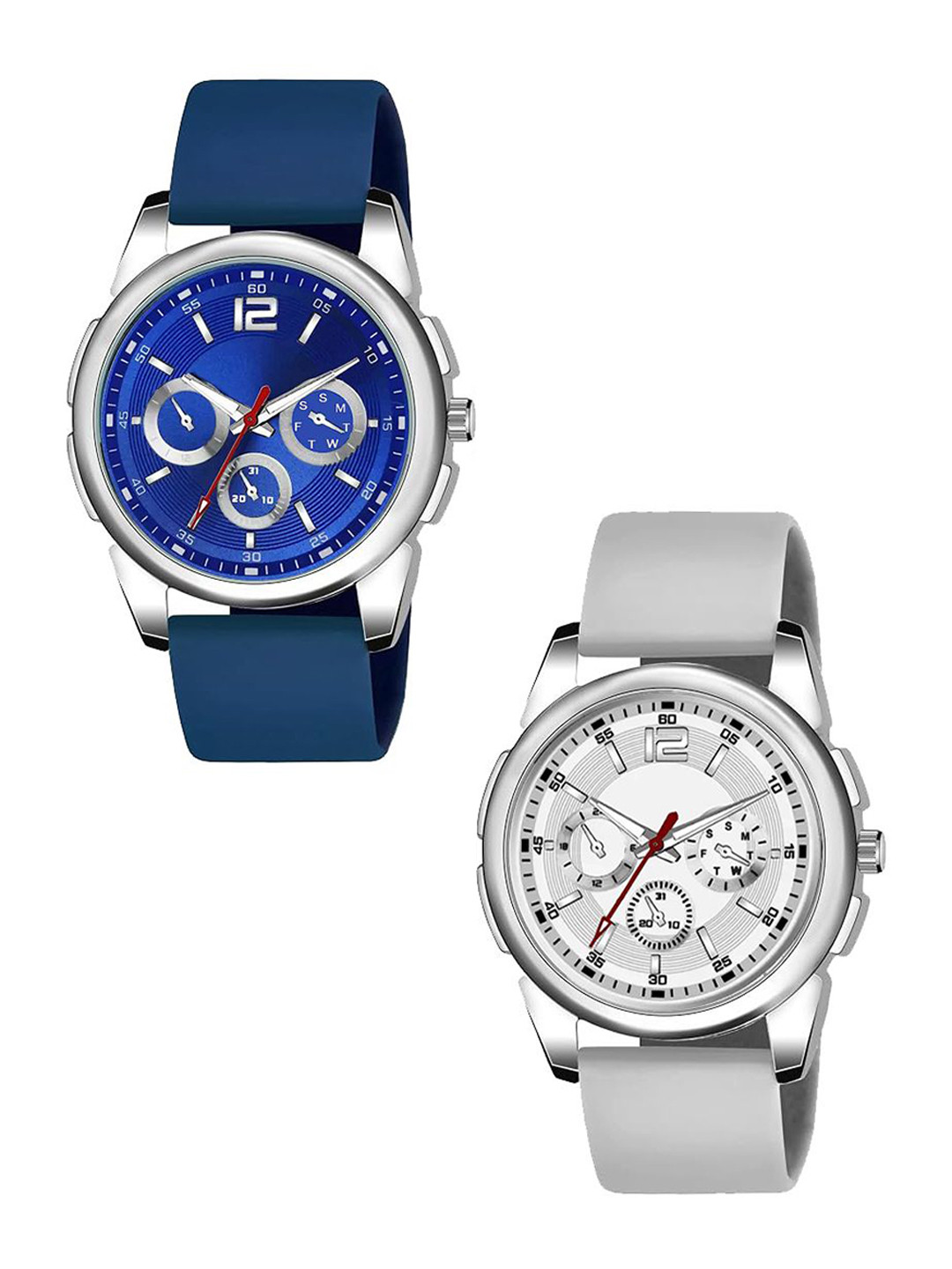 JUST LIKE Men Pack Of 2 Dial & Watch 883 tigada all blue&silver dial gray belt c-2