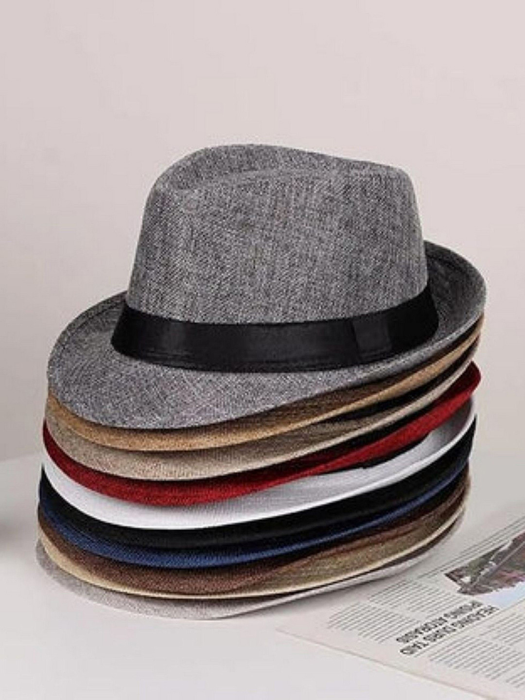Infispace Men Red Self Design Fedora Hat