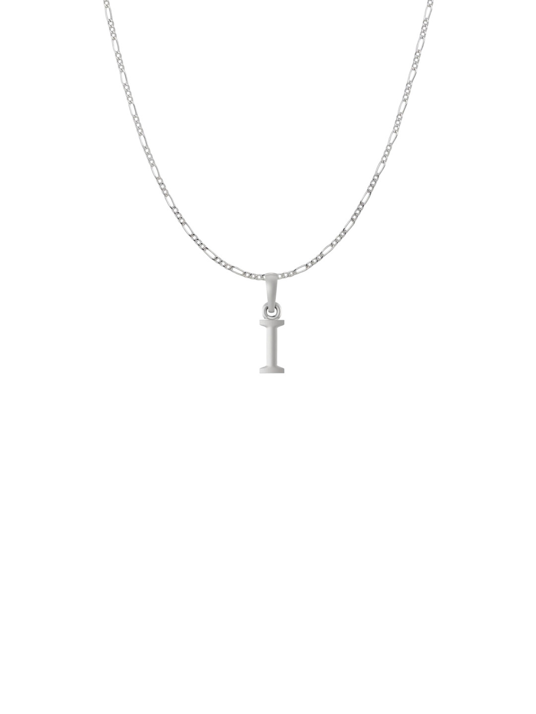 Metronaut 92.5 Sterling Silver I Alphabet Pendant with Figaro Chain