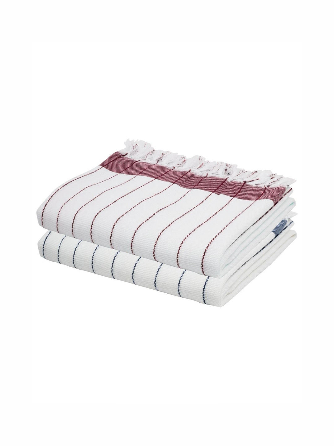 The Bath Community White & Rust Striped 225GSM Set of 2 Anti-Bacterial Cotton Bath Towels