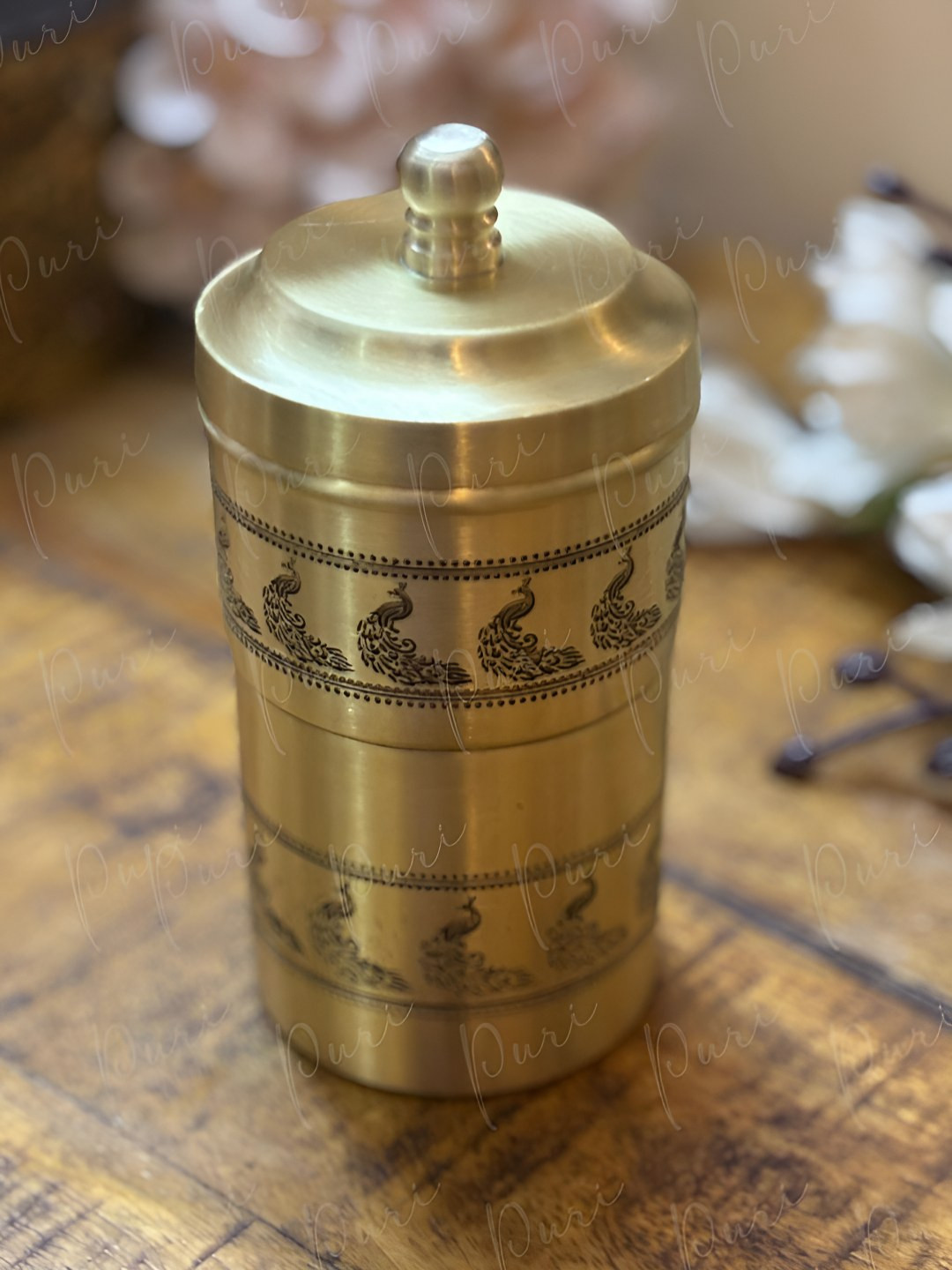 PURI Indian Peacock Matt Finish Brass South Indian Coffee Filter  150 ML