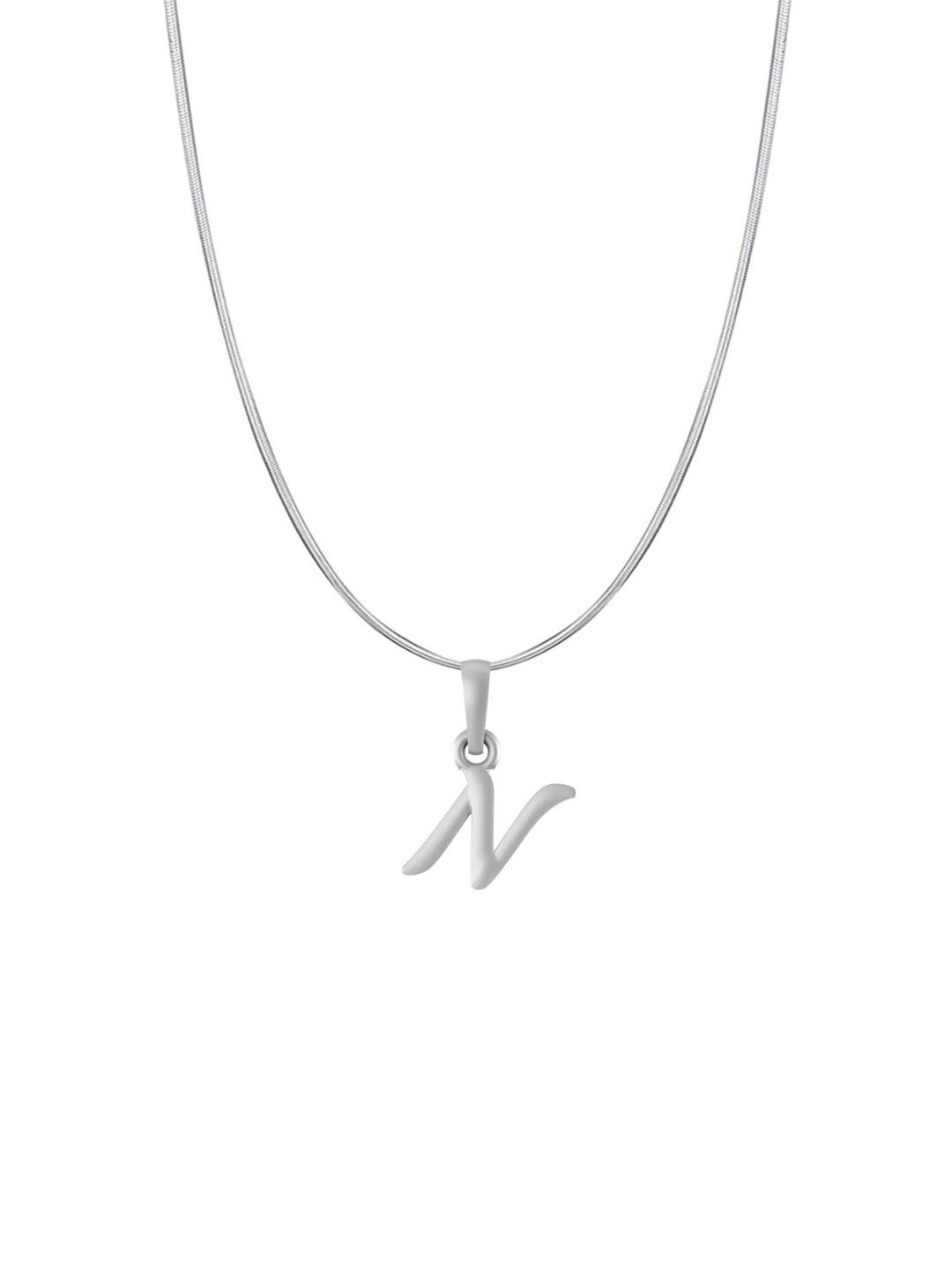 Metronaut 92.5 Sterling Silver N Alphabet Pendant with Snake Chain