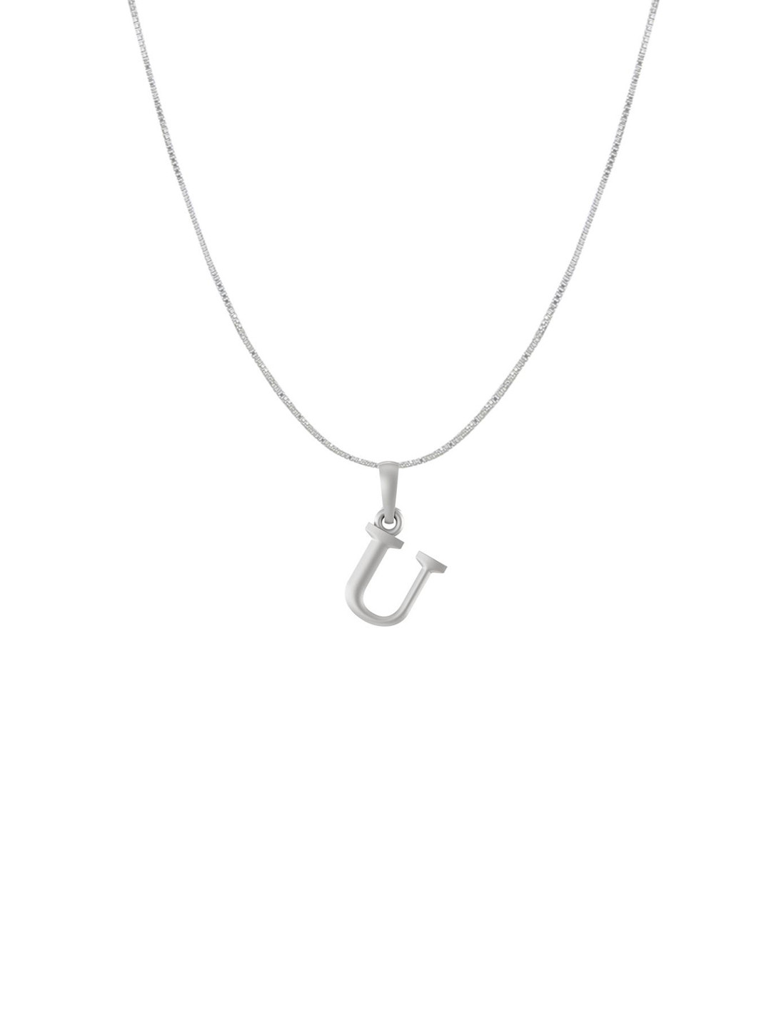 Metronaut 92.5 Sterling Silver U Alphabet Pendant With Box Chain