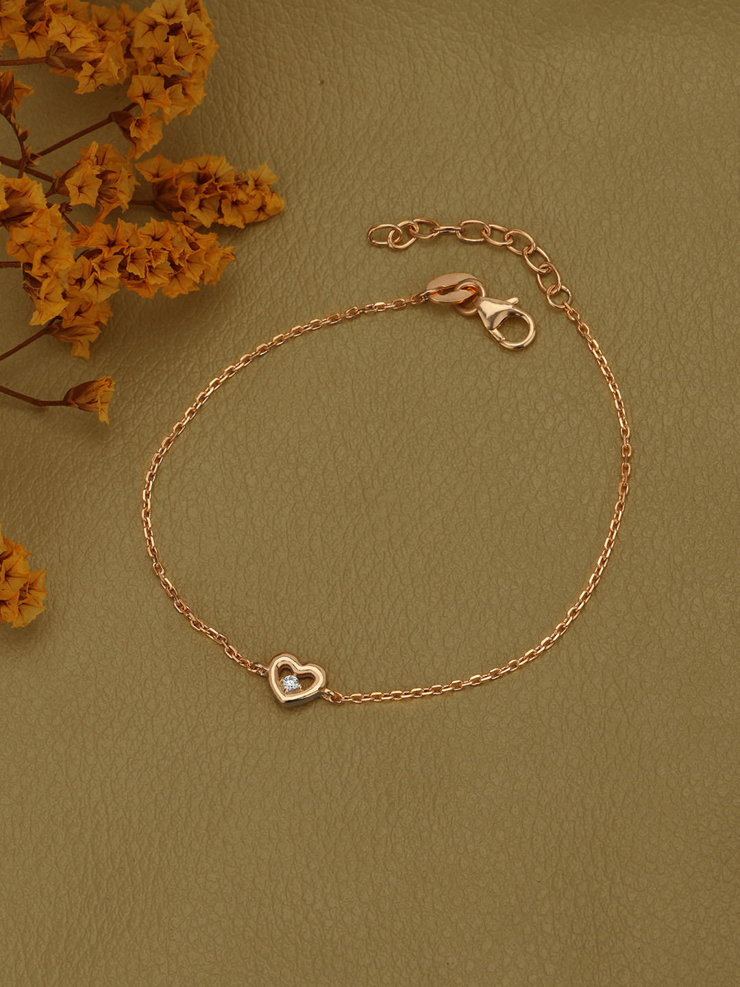 DressBerry 18kt Rose Gold Plated with CZ Heart Charm Bracelet