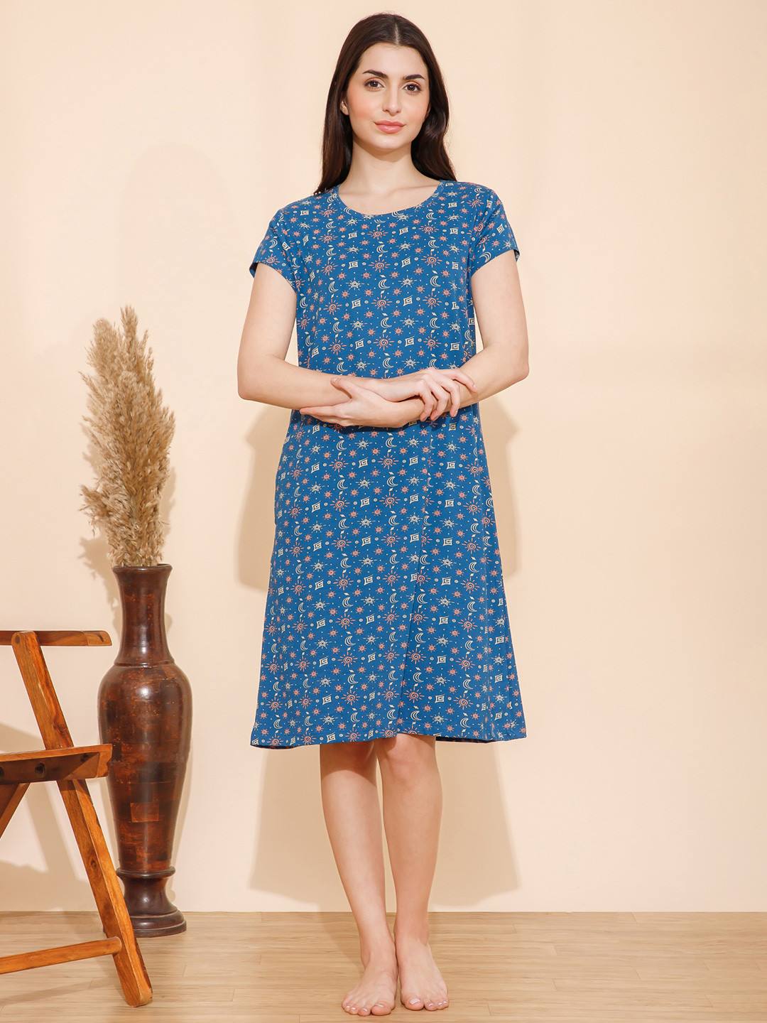 Mushy Mod Printed Knee Length Nightdress