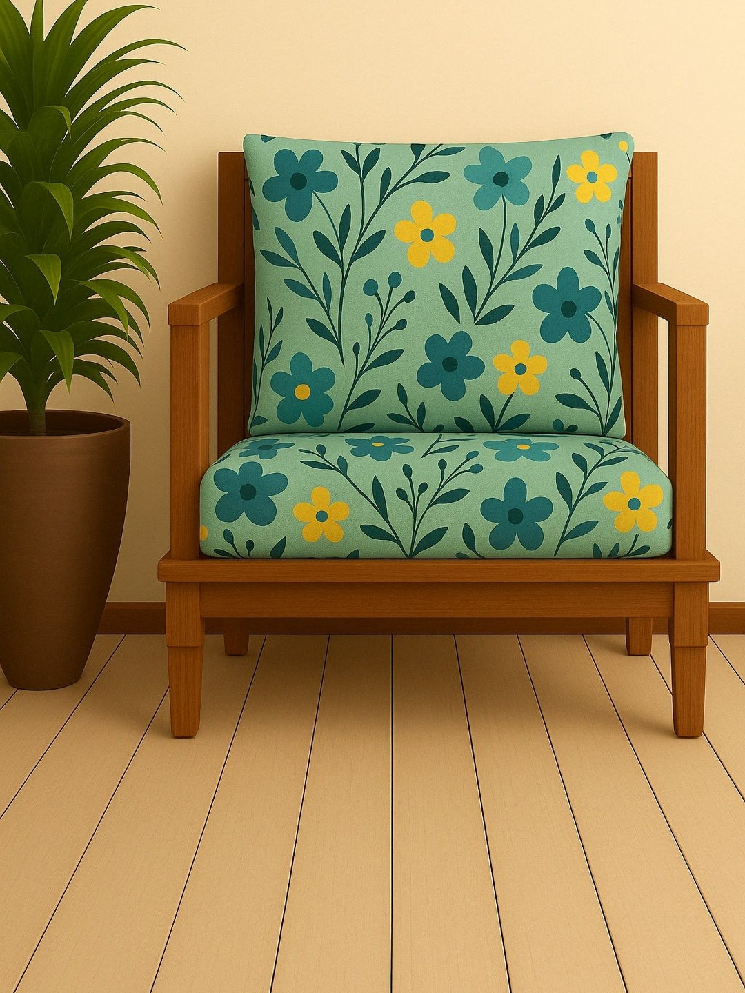 STITCHNEST Set of 2 Green & Yellow Lycra Seat Cover