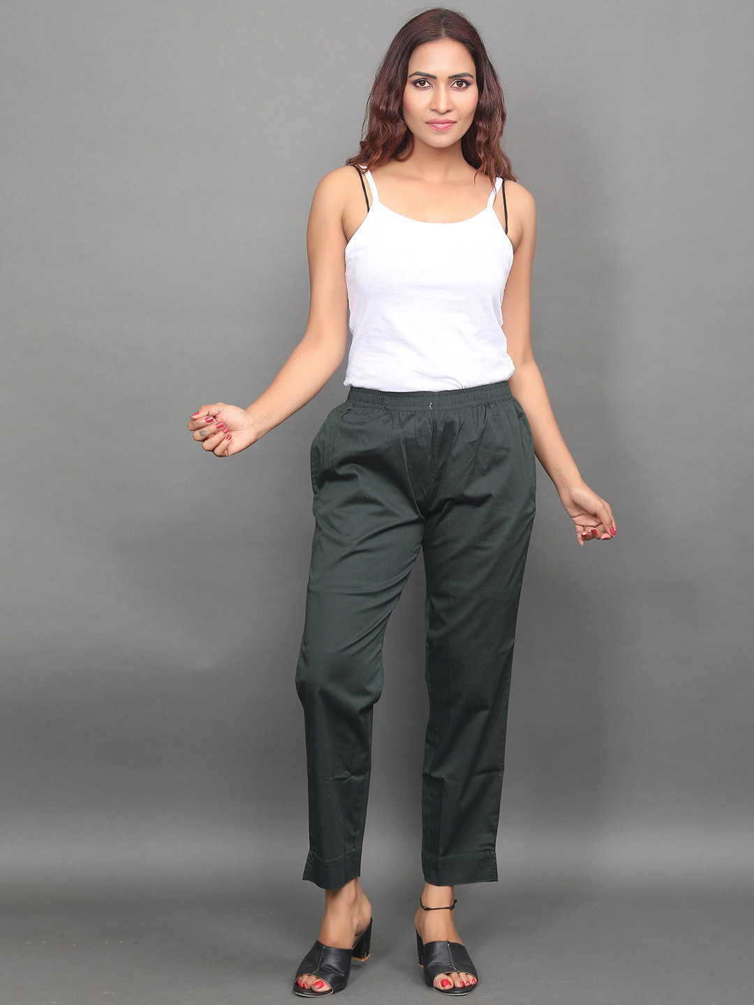 BABRU Women Straight Fit Cigarette Trousers