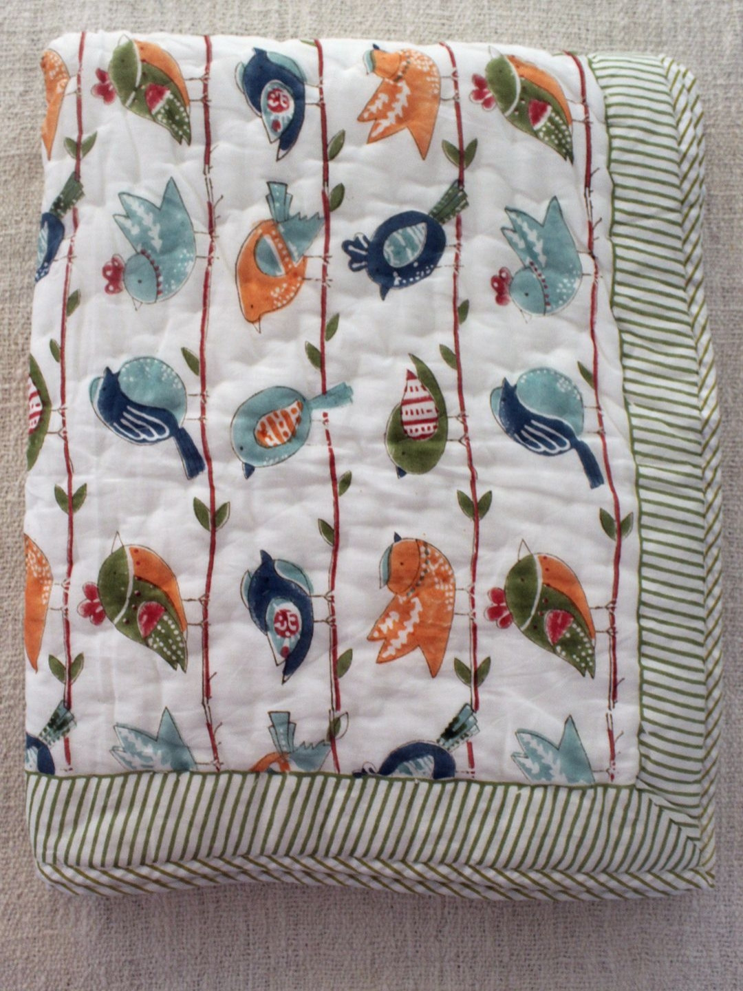 Weaves of Tradition White & Blue Cartoon Characters  210 GSM Cotton Single Bed Blanket