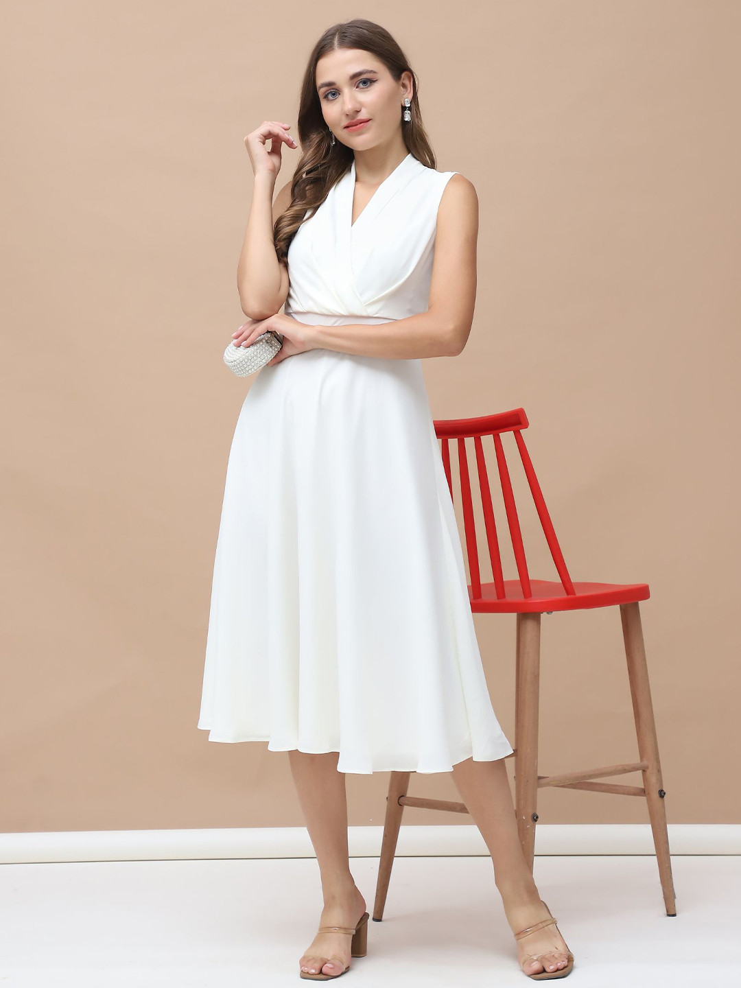 KELIN Georgette Fit & Flare Midi Dress