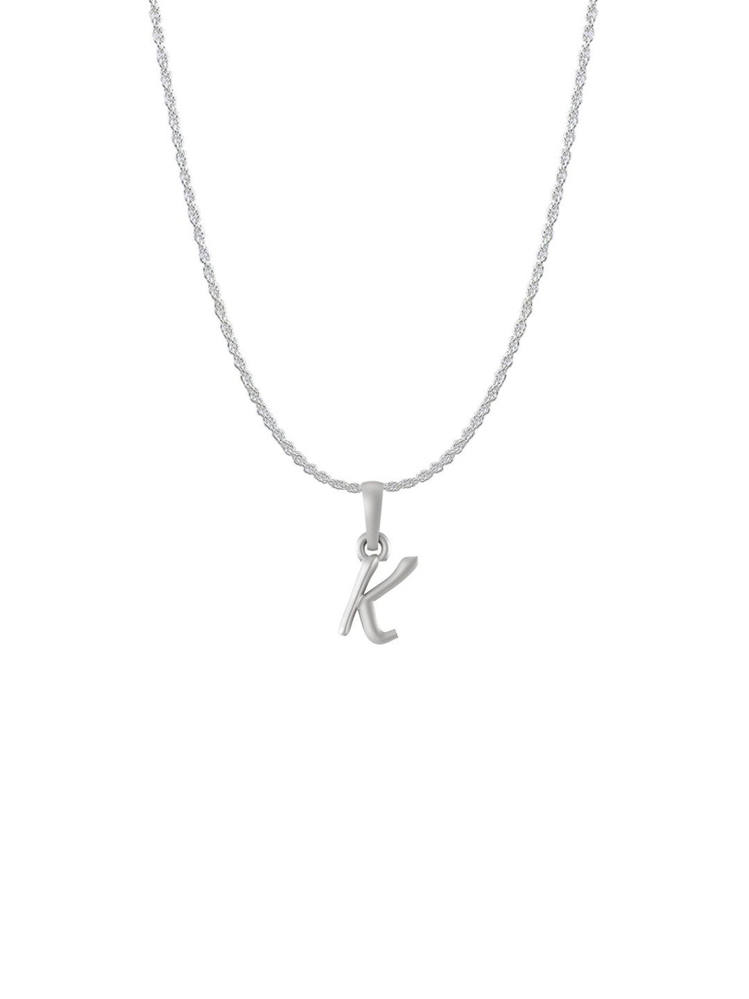 Metronaut 92.5 Sterling Silver K Alphabet Pendant With Rope Chain