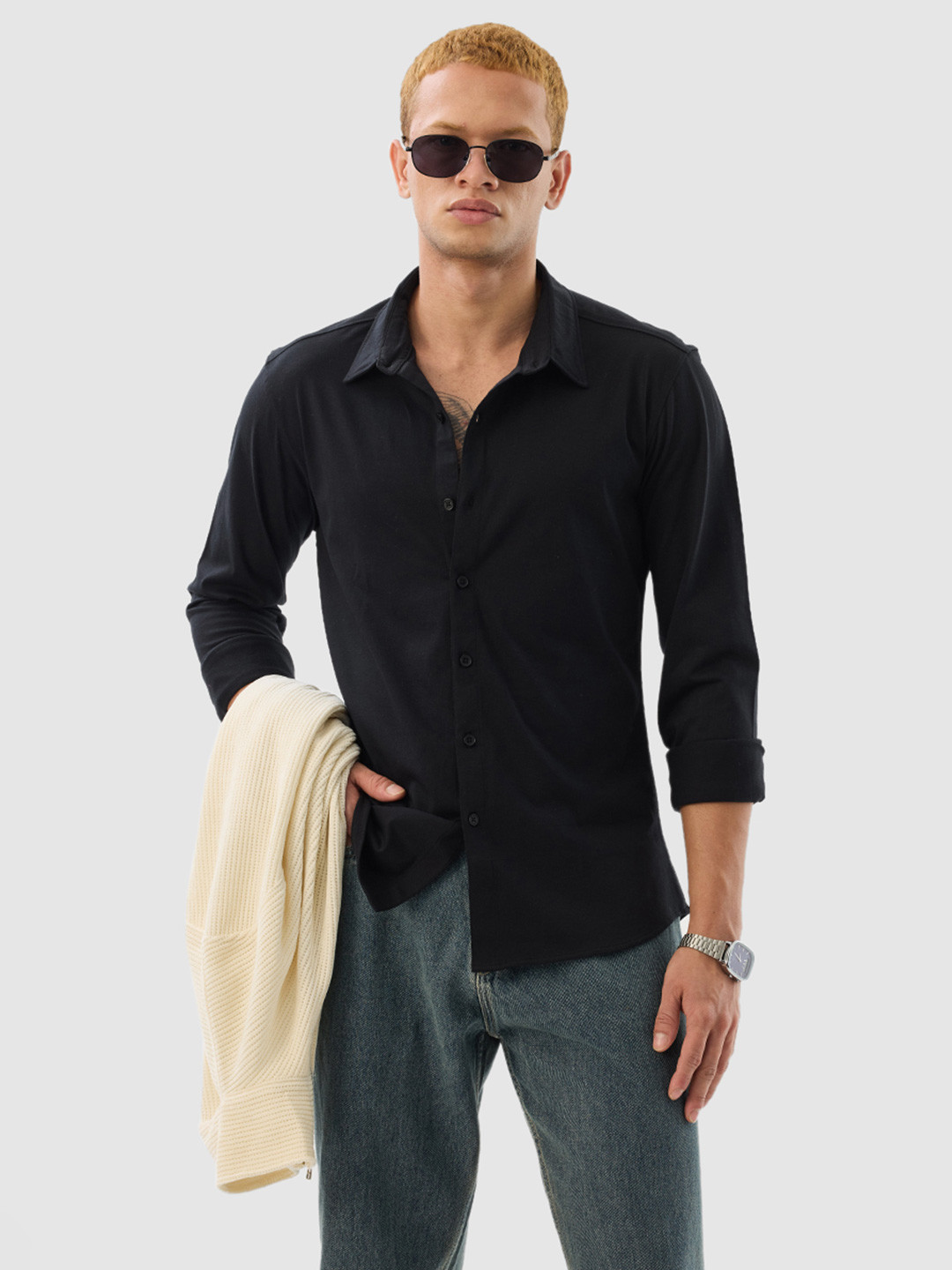 Snitch Polycotton Long Sleeves Slim Fit Shirt