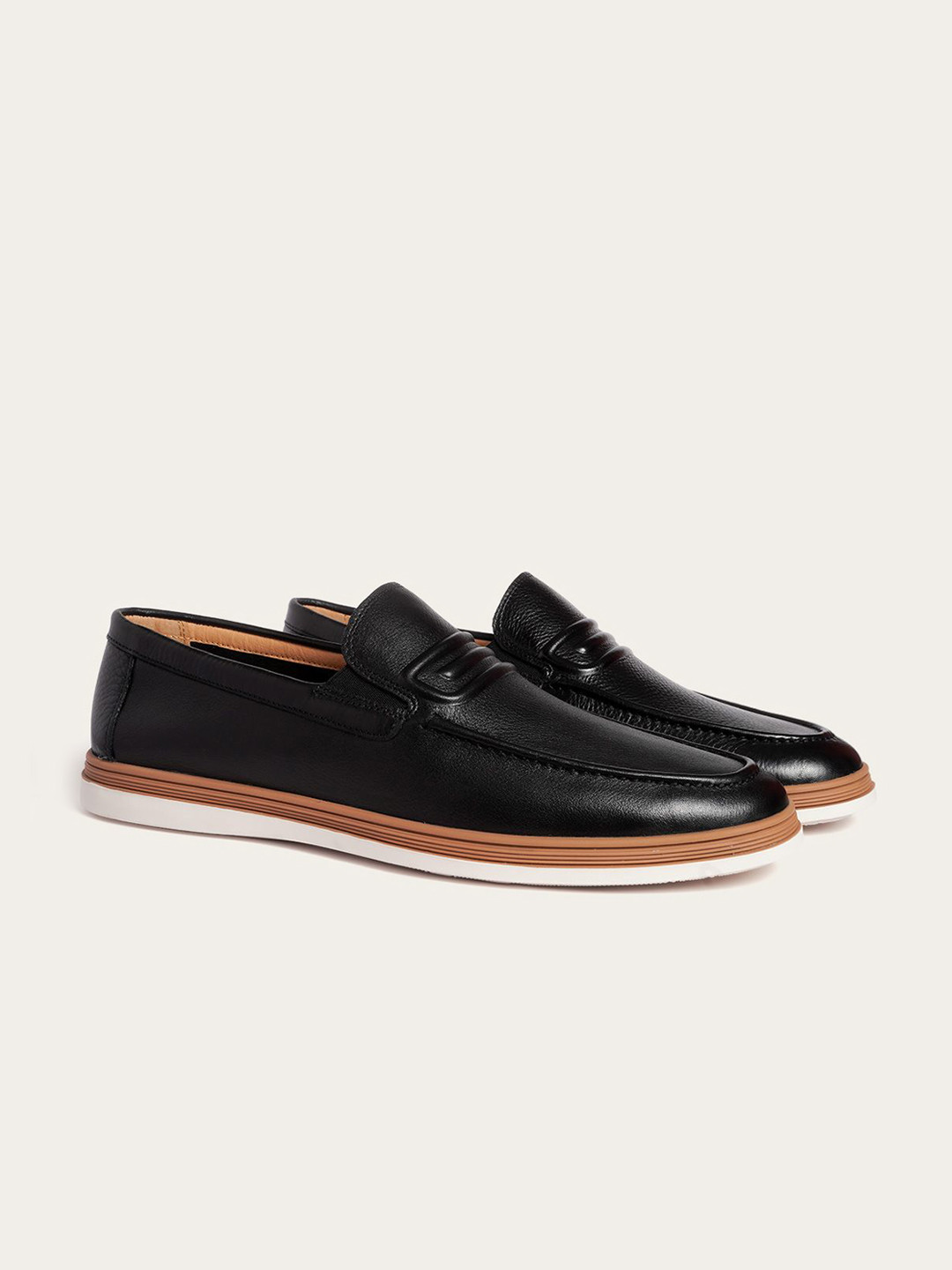 Eletto Brun Men Leather Formal Slip-Ons
