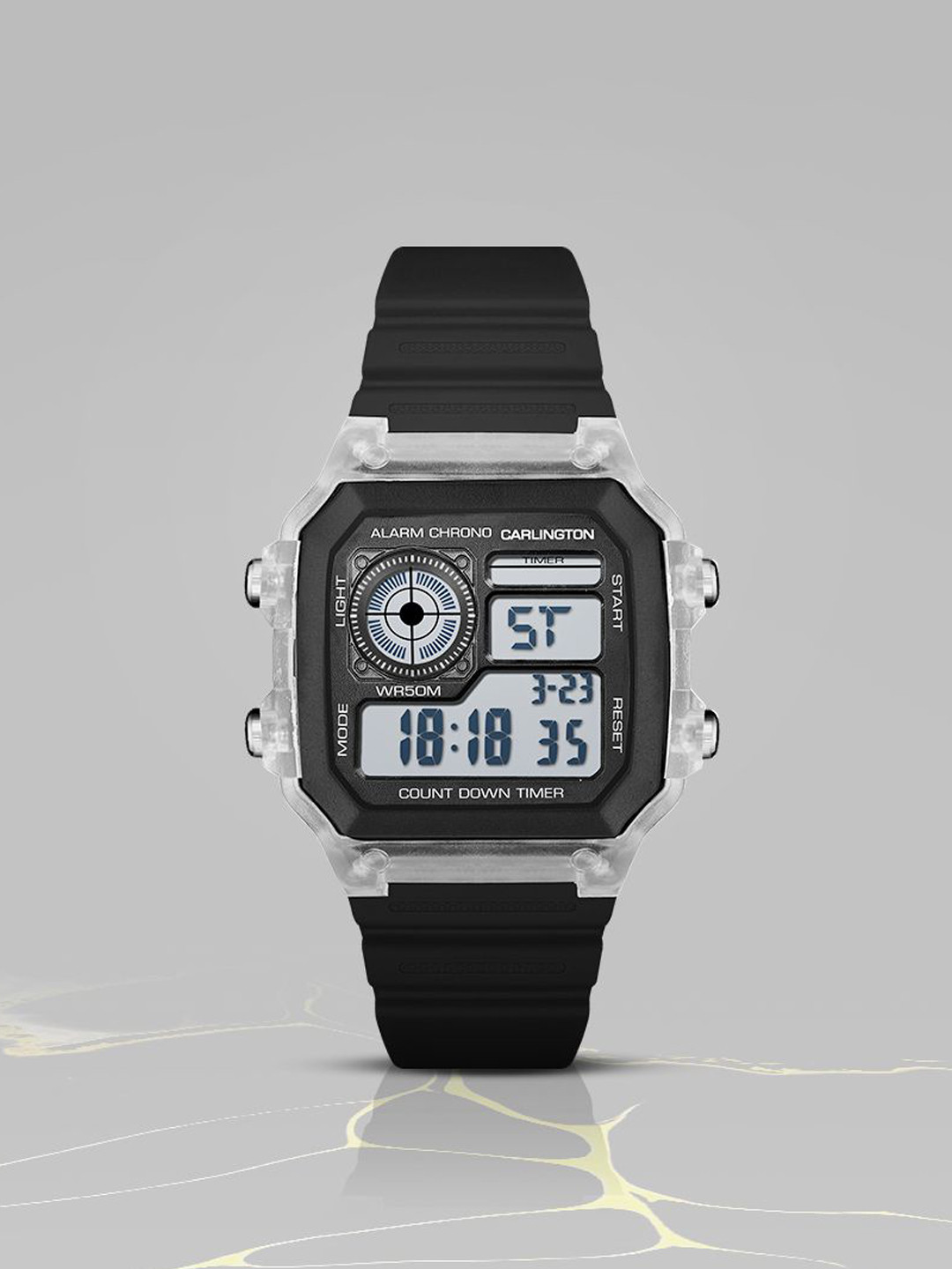 CARLINGTON Unisex Dial & Straps Digital Multi Function Watch Endurance 9079 White Black