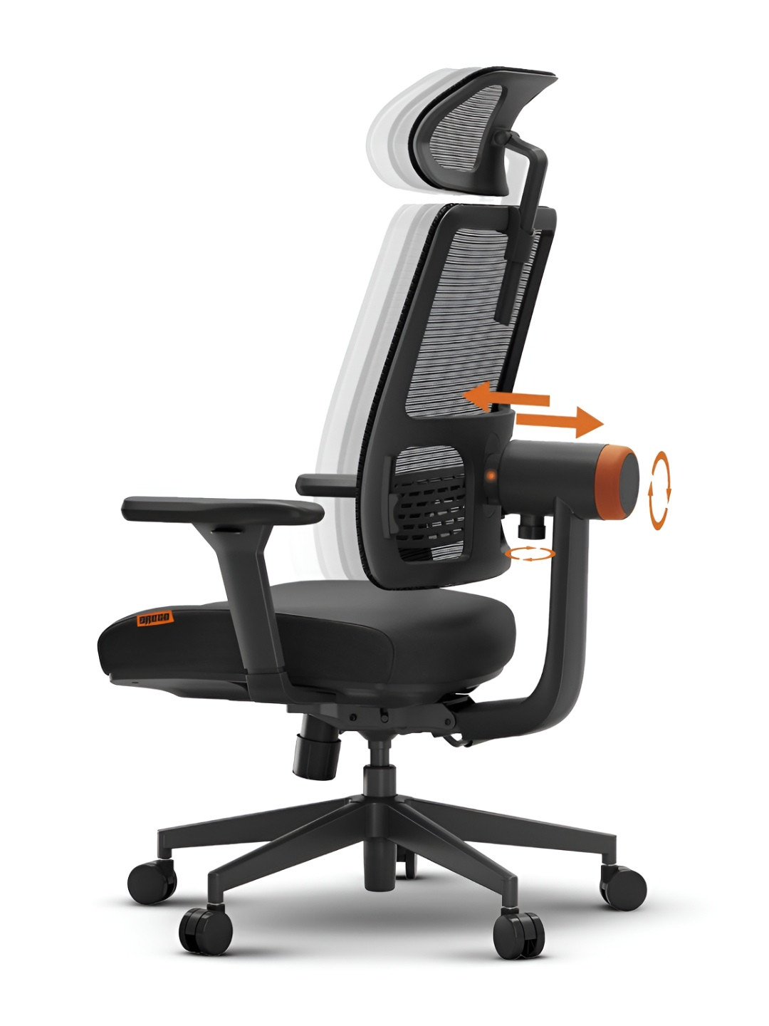 DROGO Black Study Arm Chair With 4D Armrest