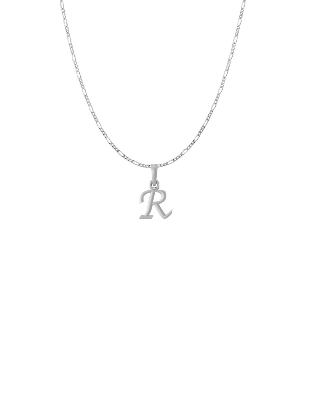 Metronaut 92.5 Sterling Silver R Alphabet Pendant With Figaro Chain