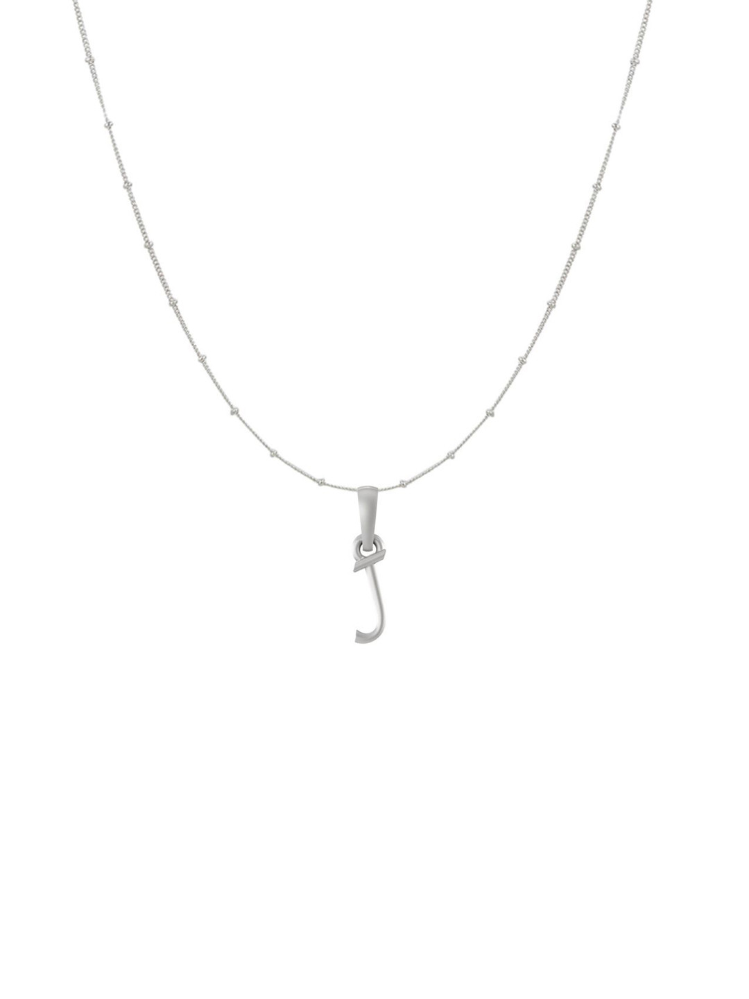 Metronaut 92.5 Sterling Silver J Alphabet Pendant With Ball Chain