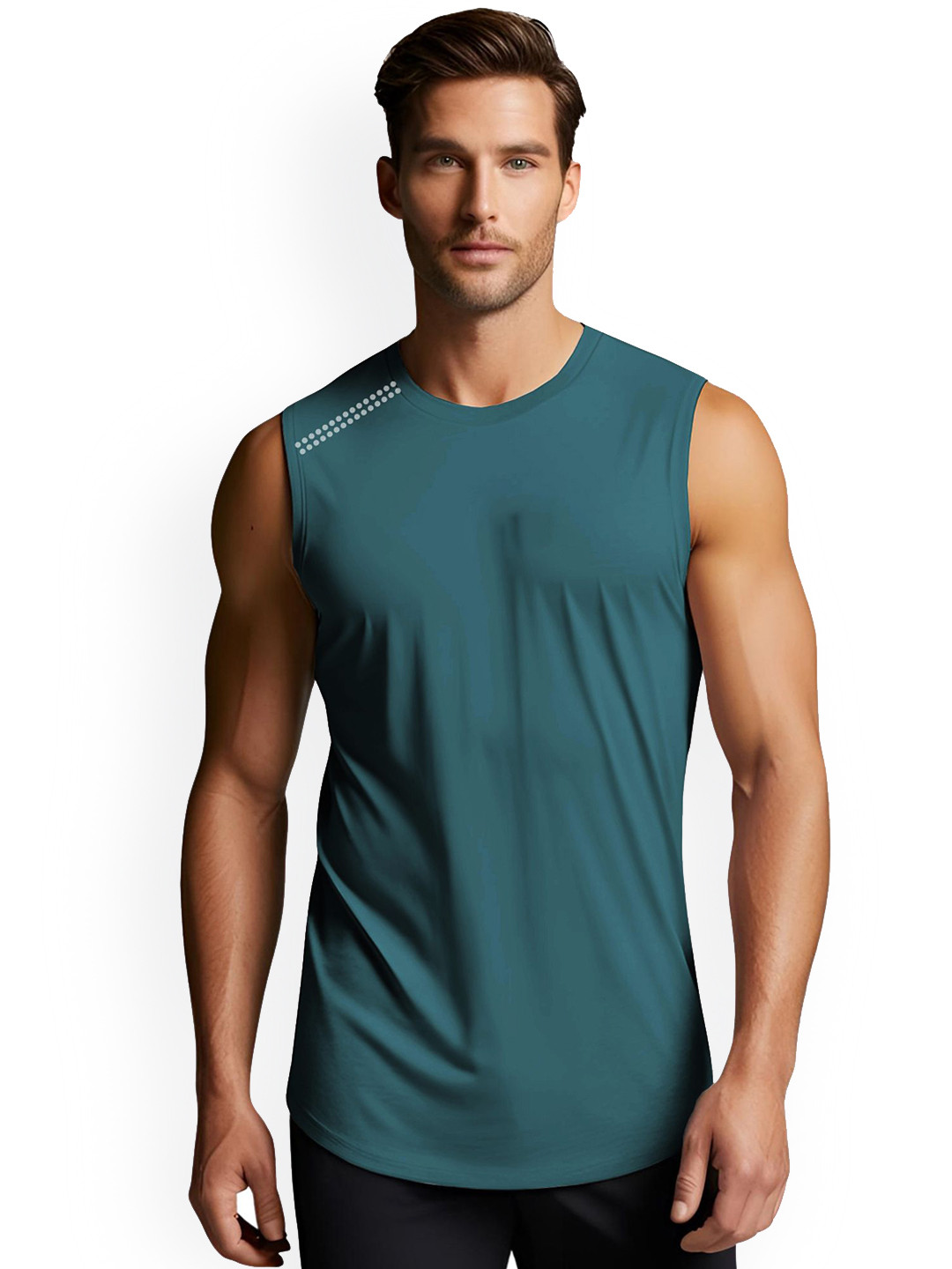 3Colors Dri-Fit Round Neck Gym Vest VEST-CCUT-BACKFLIP DOT-AF BLUE_M