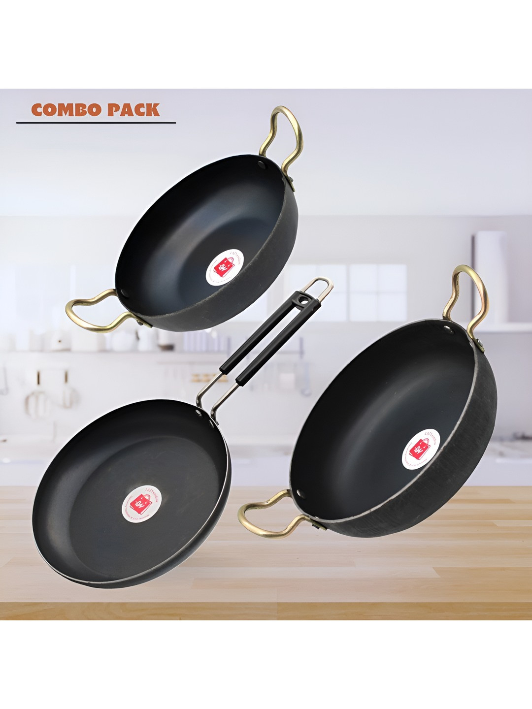 LAZYwindow Black Microwave Safe Iron Cookware Set of