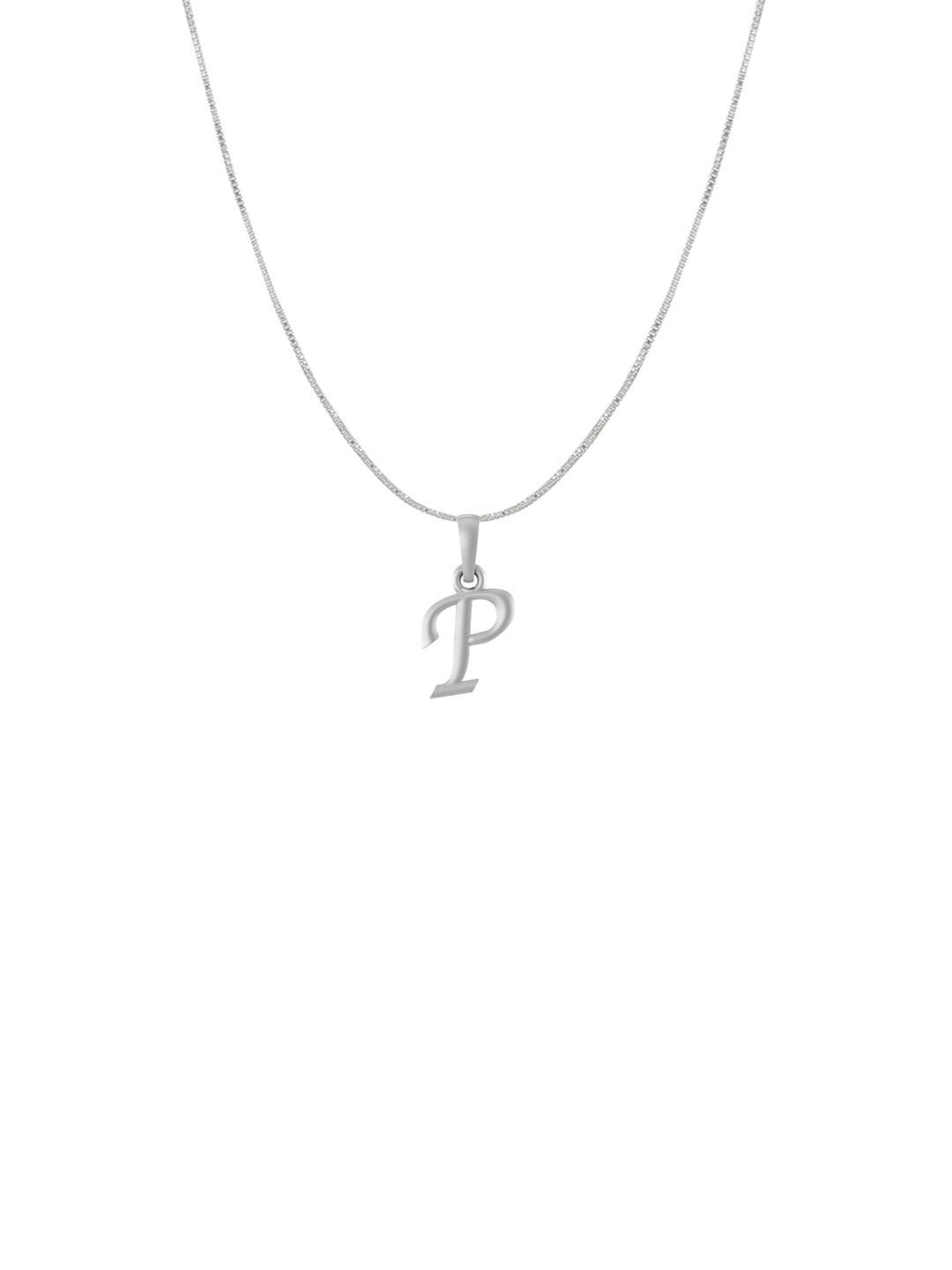 Metronaut 92.5 Sterling Silver Contemporary P Alphabet Pendant with Chain