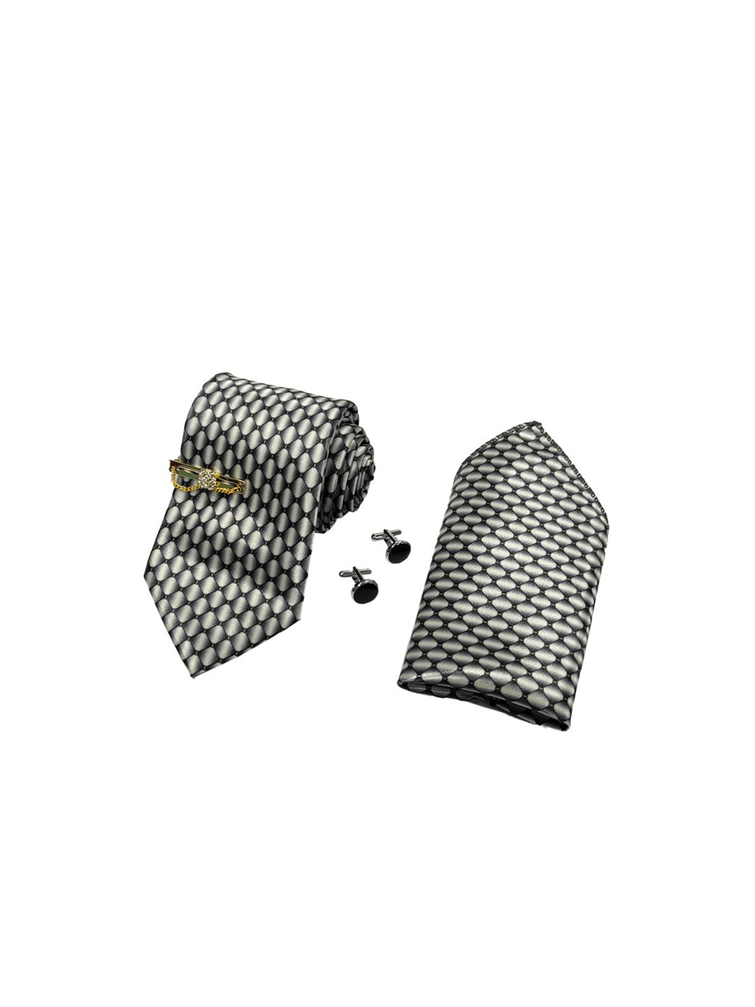 RARE COMBEE GROUP Men Tie Pocket Square Tie Pin & Cufflinks