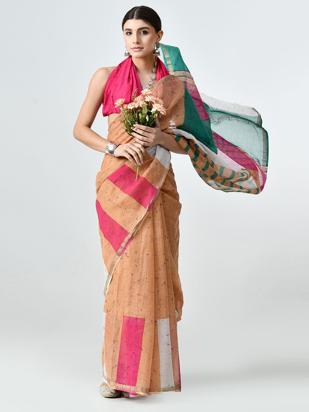 THE WEAVERS SHOP BY RAAVI Pure Cotton Block Print Saree