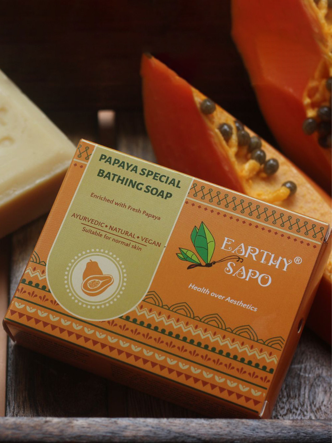 EARTHY SAPO Set Of 2 Papaya Special Bathing Soap - 100 g Each