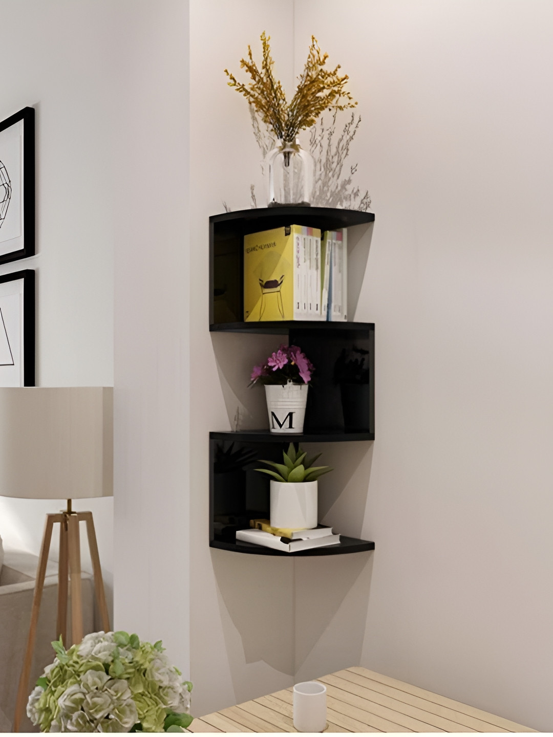 Xtenshion Crafts Black Wooden Shelf