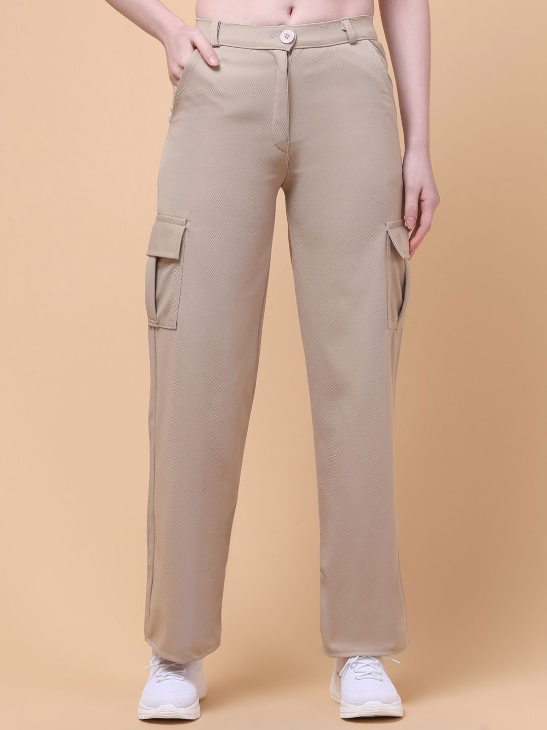 Charitra Women Relaxed High-Rise Easy Wash Cargos Trousers