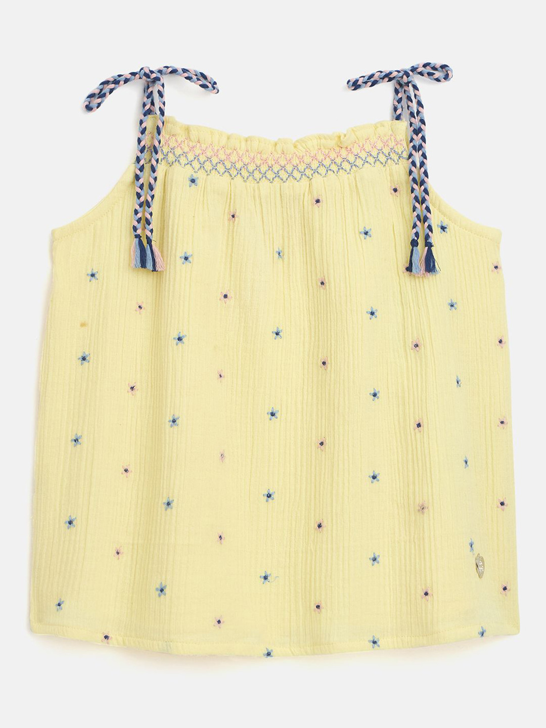 Blue Giraffe Kids-Girls Embroidered Cotton Tank Top