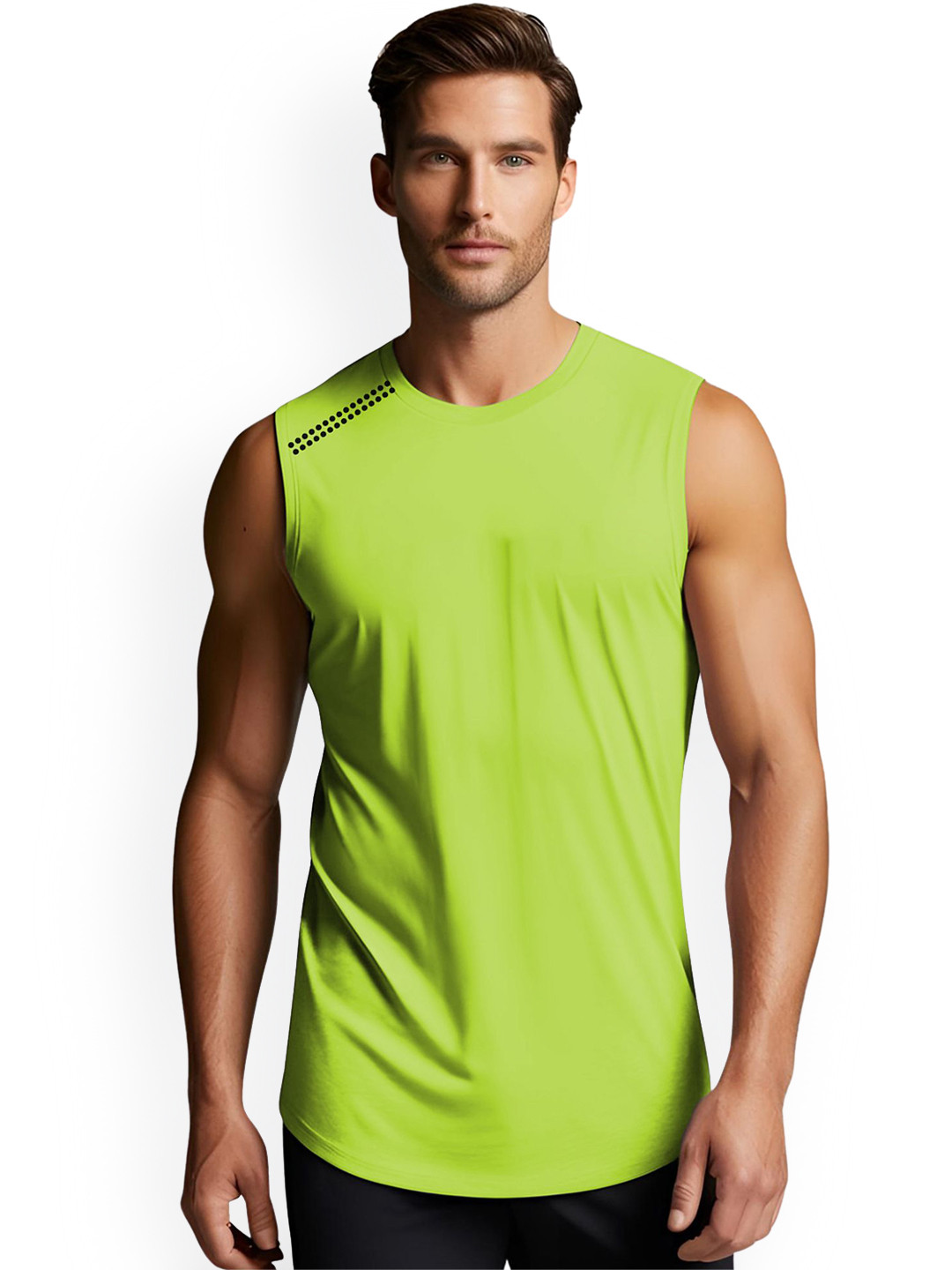 3Colors Dri-Fit Round Neck Gym Vest VEST-CCUT-BACKFLIP DOT-GREEN_M