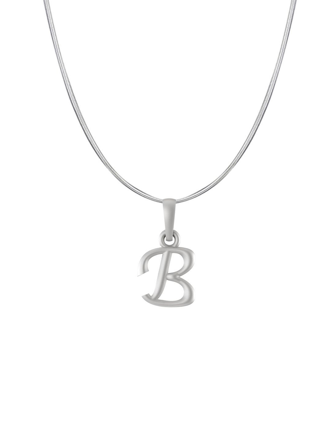 Metronaut 92.5 Sterling Silver B Alphabet Pendant with Snake Chain
