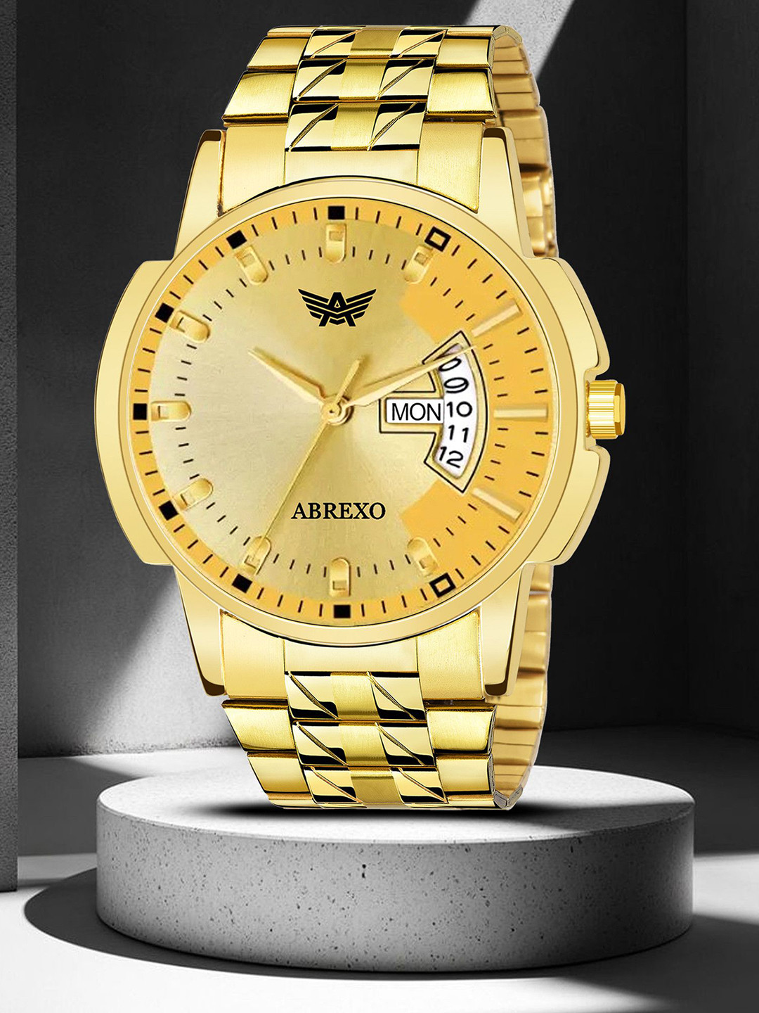 Abrexo Men Embellished Dial & Stainless Steel Bracelet Style Straps Analogue Watch Abx1335