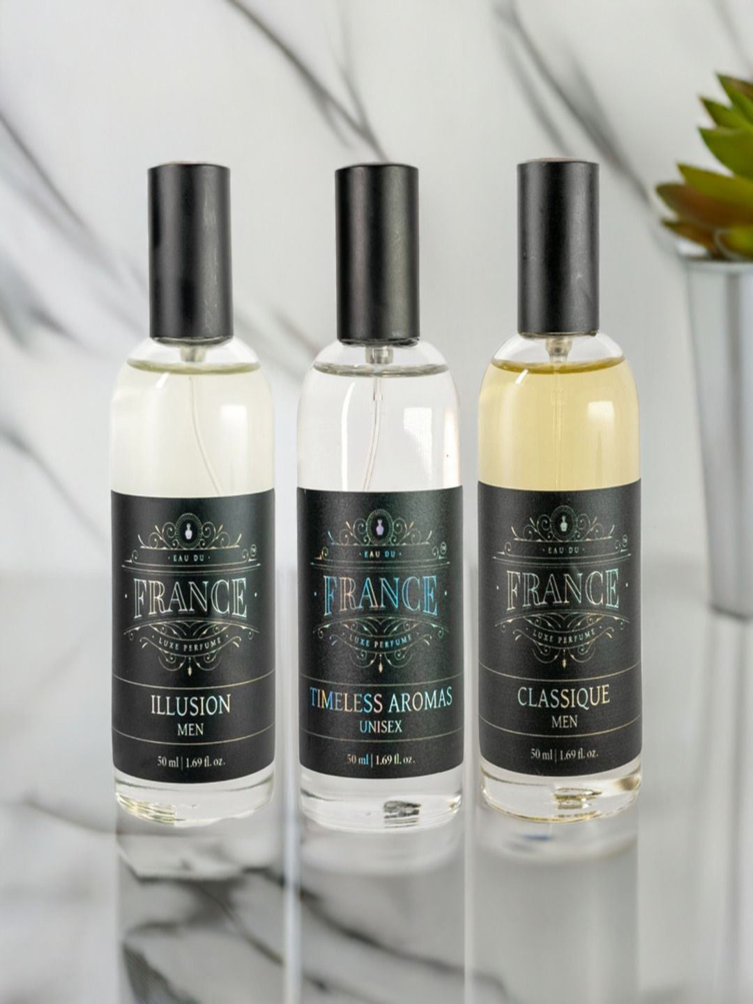 Eau DuFrance Set Of 3 Timeless Aromas With Illusion & Classique Eau De Parfum - 50 ml Each