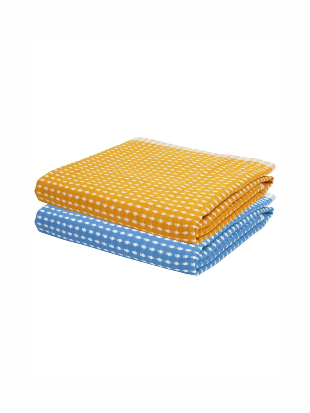 Doctor Towels Blue Mustard & White Printed 250GSM Set of 2 Anti-Bacterial Cotton BathTowel
