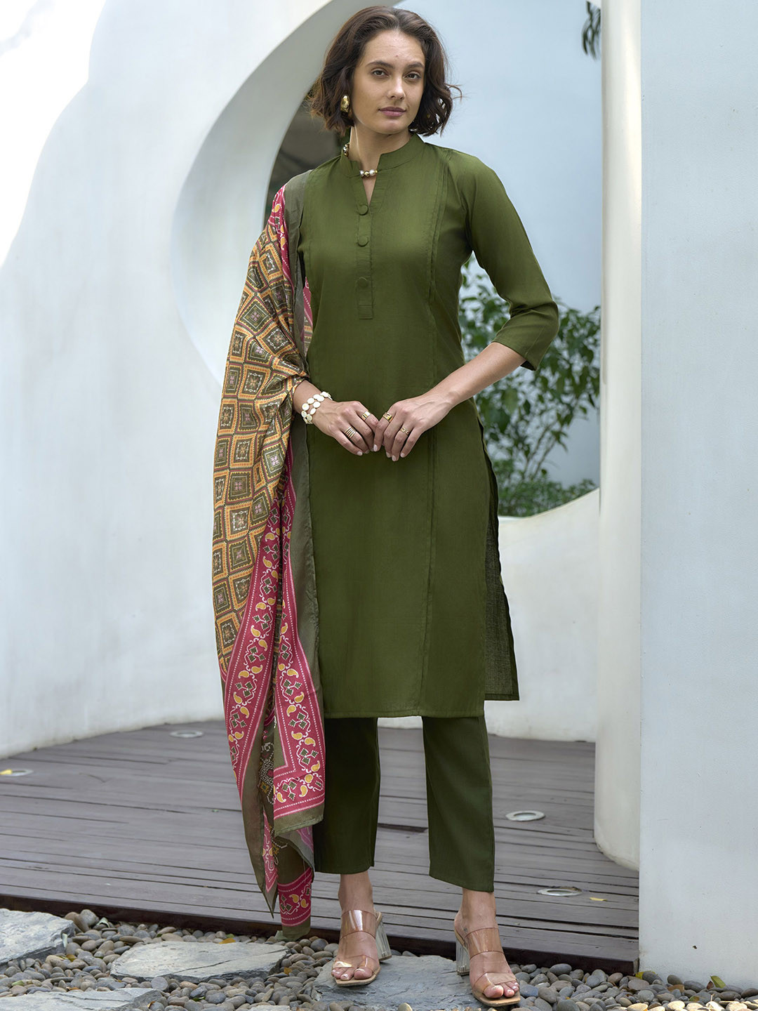SHREE LAXMINARAYAN EXPORT Women Regular Liva Kurta with Trousers & With Dupatta