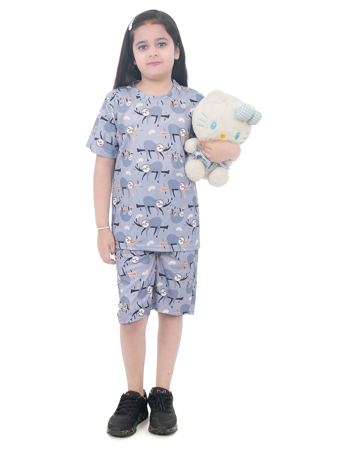 BUFFARO Girls Printed Short Sleeves T-shirt With Shorts