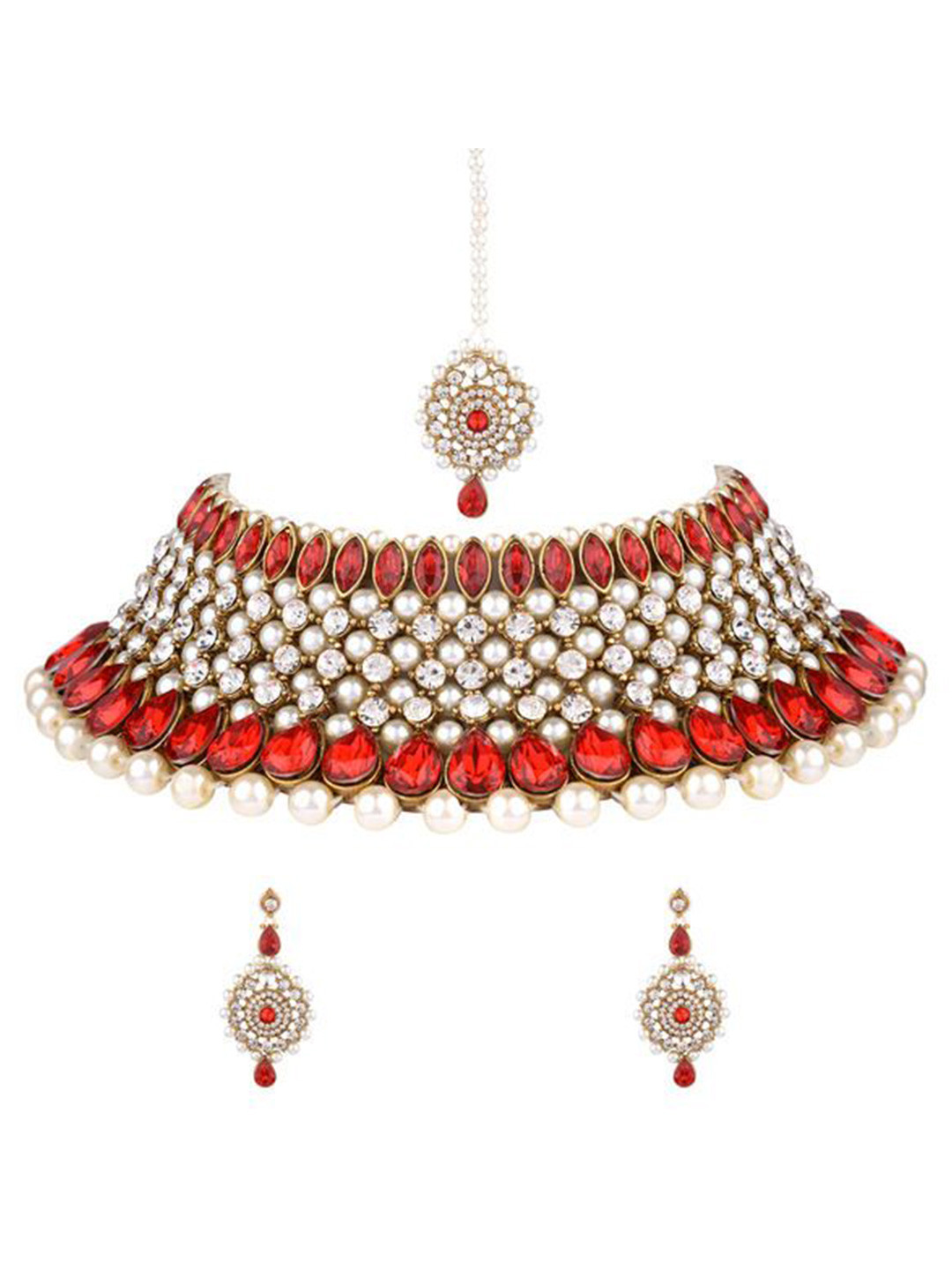 Fashion Doc Stones Studded & Beaded Jewellary Set