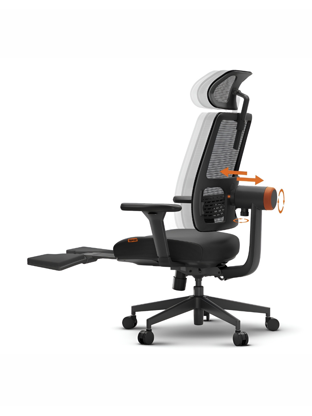 DROGO Black Ergonomic Study Arm Chair With Footrest