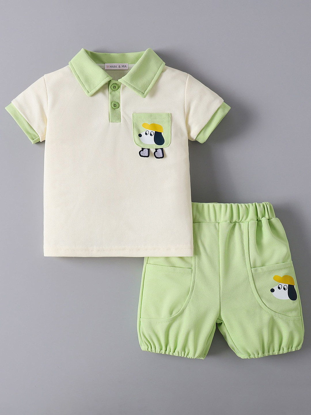 Mark & Mia Boys Printed Polo CollarT-shirt with Shorts