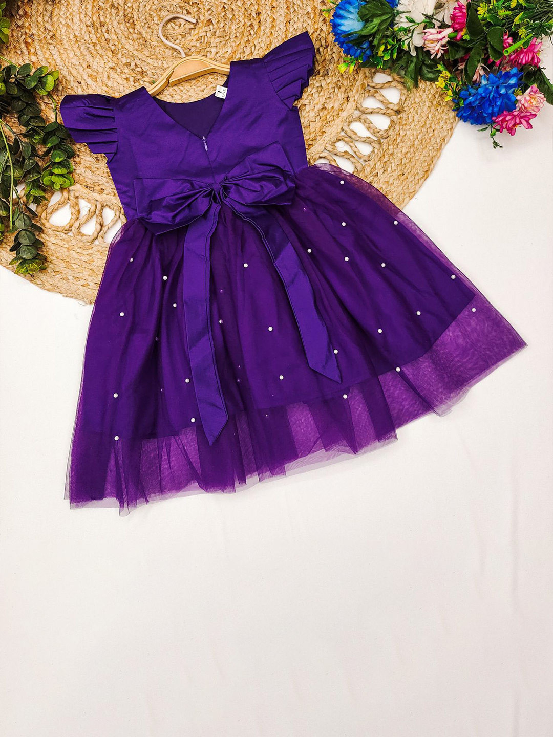 Tejam stylish frocks Girls Satin Embellished Fit & Flare Dress