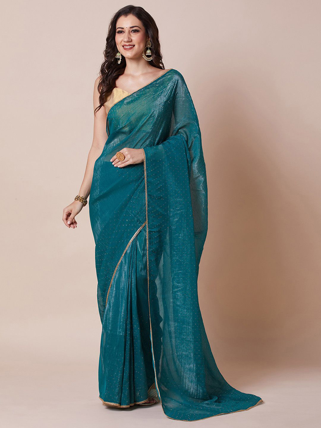 House Of Pataudi Embellished Party Wear Saree With Unstitched Blouse Piece