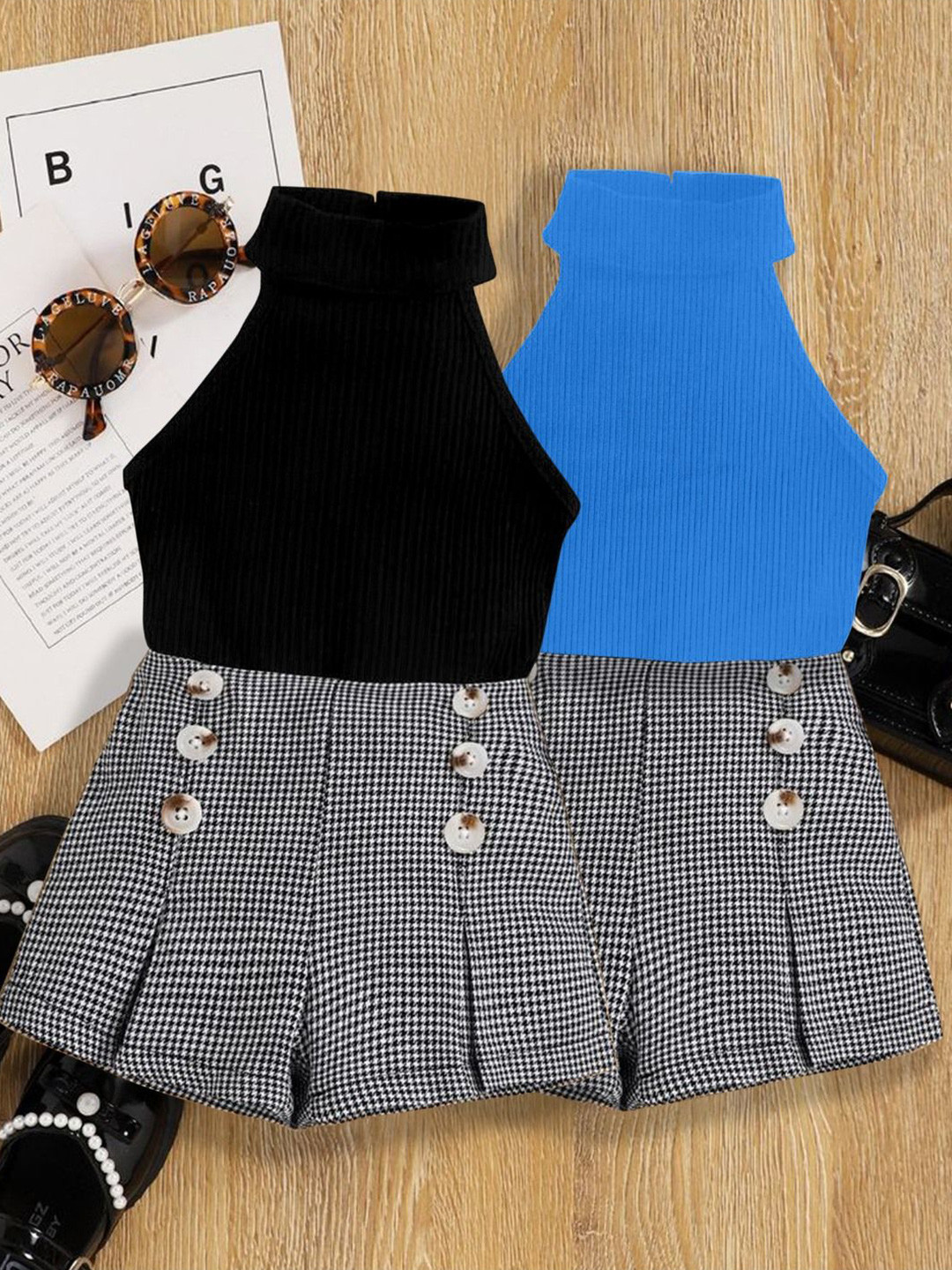 DEL LUNA Girls Pack of 2 Print Jumper Dress