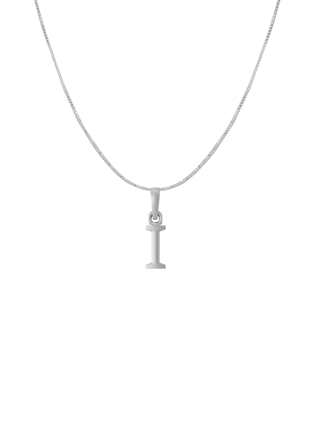 Metronaut 92.5 Sterling Silver Contemporary I Alphabet Pendant with Chain