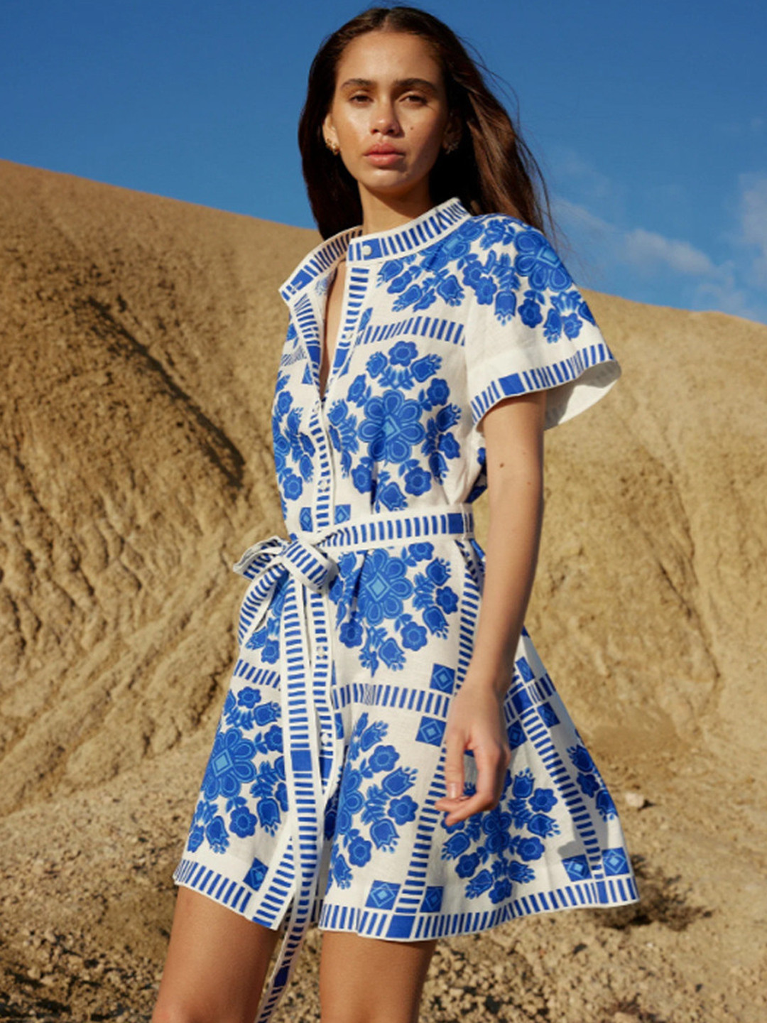 Routes by All About You Women Extended Sleeves Linen Shirt Dress