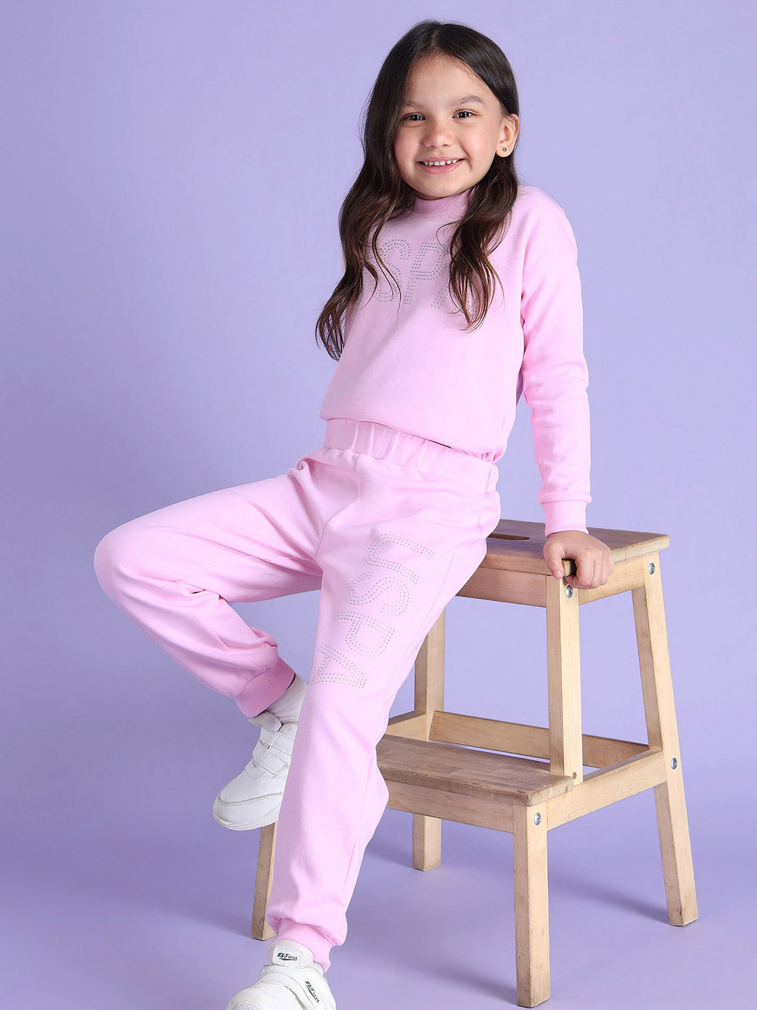 U.S. Polo Assn. Kids Girls Stone Studed Brand Logo Joggers